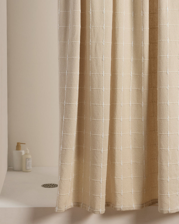 Organic Oasis Shower Curtain (White and Natural)
